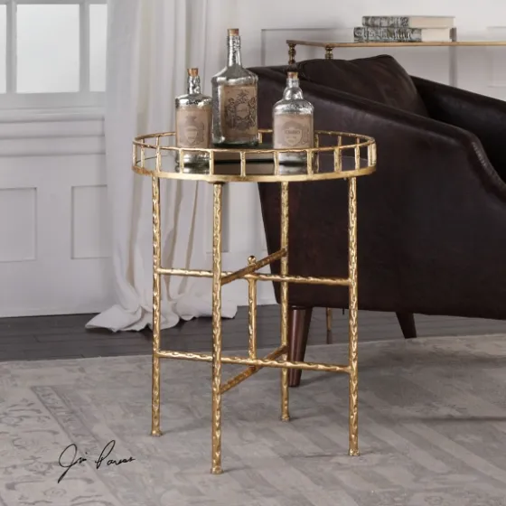 Gold Metal Mirrored Tray Accent Table-Kirkland's Home Flash Sale