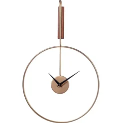 Gold Metal Open Back Clock With Wood Block-Kirkland's Home Online