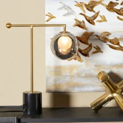 Gold Metal Smoked Glass Shade Table Lamp-Kirkland's Home Outlet