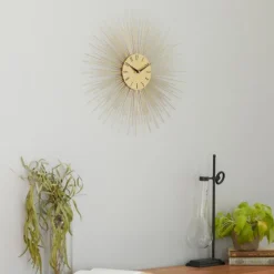 Gold Metal Sunburst Wall Clock-Kirkland's Home Hot