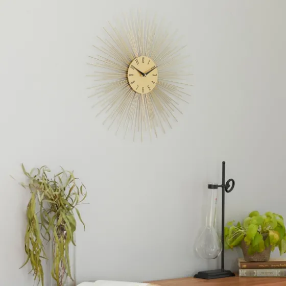 Gold Metal Sunburst Wall Clock-Kirkland's Home Hot