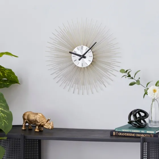 Gold Metal Sunburst Wall Clock-Kirkland's Home Hot