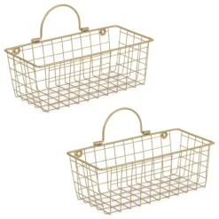 Gold Metal Wire Cage Wall Baskets, Set Of 2-Kirkland's Home Sale