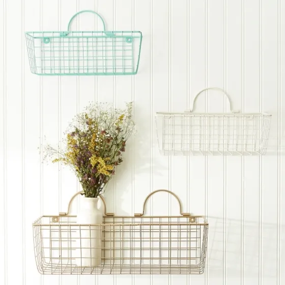 Gold Metal Wire Cage Wall Baskets, Set Of 2-Kirkland's Home Sale