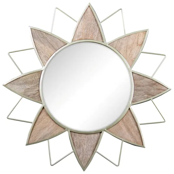 Gold Metal Wood Inlay Flower Frame Mirror-Kirkland's Home Cheap