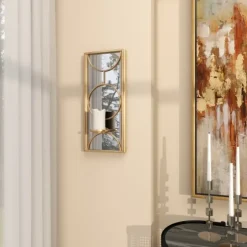 Gold Mirrored Geometric Sconce-Kirkland's Home Discount