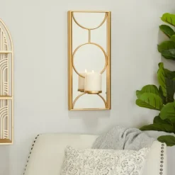 Gold Mirrored Geometric Sconce-Kirkland's Home Discount