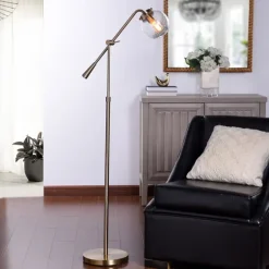 Gold Ribbed Glass Task Floor Lamp-Kirkland's Home Shop