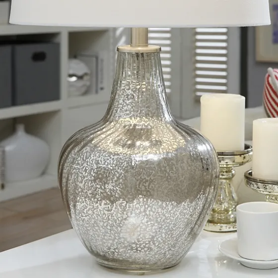 Gold Ribbed Mercury Glass Table Lamp-Kirkland's Home Discount