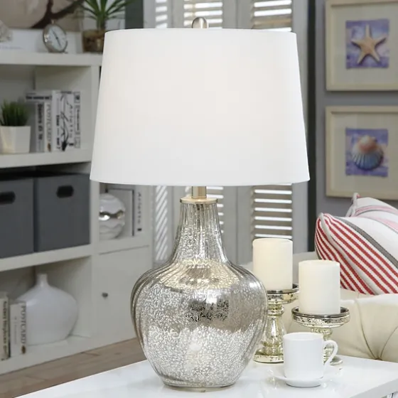 Gold Ribbed Mercury Glass Table Lamp-Kirkland's Home Discount
