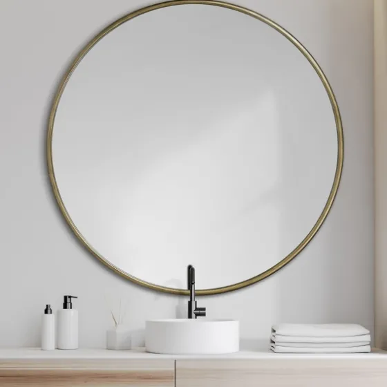 Gold Round Thin Metal Frame Wall Mirror-Kirkland's Home Store
