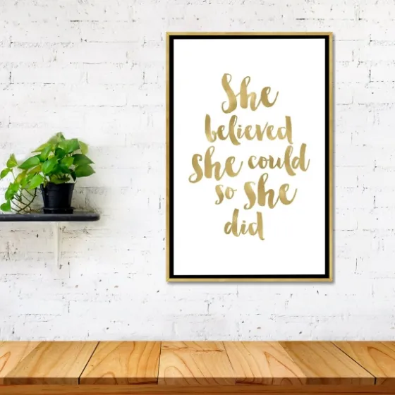Gold She Believed She Could Canvas Wall Plaque-Kirkland's Home Fashion