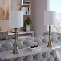Gold Sparkle Shade Tapered Table Lamps, Set Of 2-Kirkland's Home Clearance