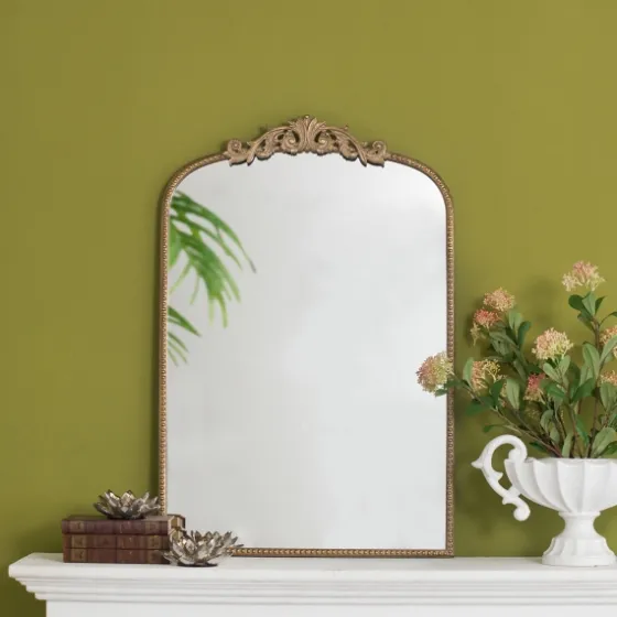 Gold Studded Scroll Arched Mirror, 36 In.-Kirkland's Home Cheap