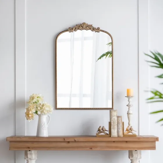 Gold Studded Scroll Arched Mirror, 36 In.-Kirkland's Home Cheap