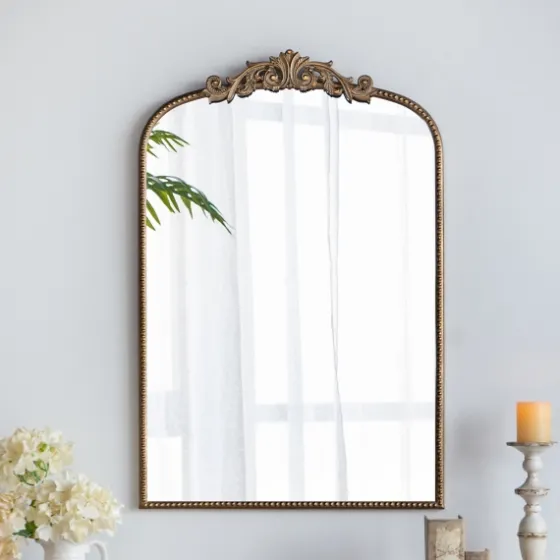 Gold Studded Scroll Arched Mirror, 36 In.-Kirkland's Home Cheap