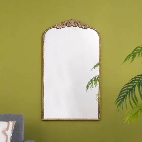 Gold Studded Scroll Arched Mirror, 42 In.-Kirkland's Home Hot