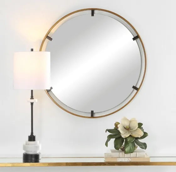 Gold Suspended Round Wall Mirror-Kirkland's Home New