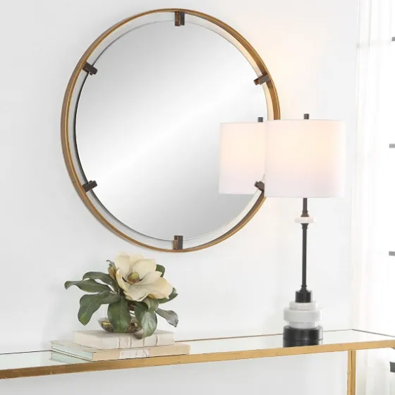 Gold Suspended Round Wall Mirror-Kirkland's Home New