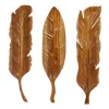 Gold Teak Carved Feather Wall Plaques, Set Of 3-Kirkland's Home Shop
