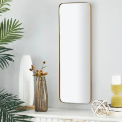 Gold Thin Iron Frame Curved Corner Mirror-Kirkland's Home Discount