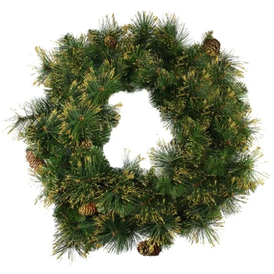 Gold Tipped Dark Green Pinecone Wreath-Kirkland's Home Flash Sale