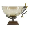 Gold Tipped Walnut Wood Glass Bowl-Kirkland's Home Outlet