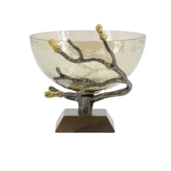 Gold Tipped Walnut Wood Glass Bowl-Kirkland's Home Outlet