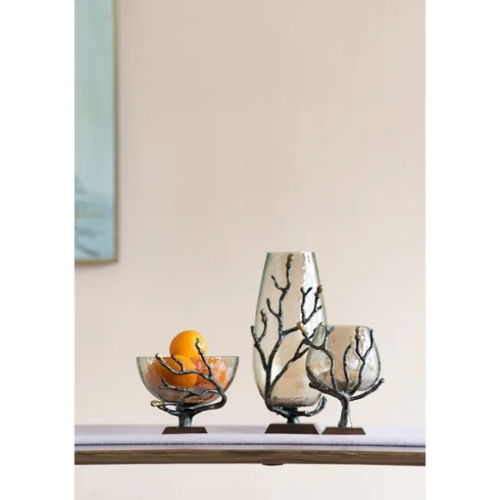 Gold Tipped Walnut Wood Glass Bowl-Kirkland's Home Outlet