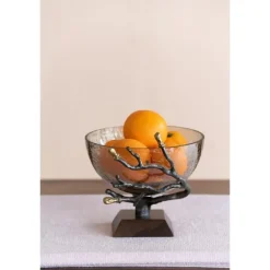 Gold Tipped Walnut Wood Glass Bowl-Kirkland's Home Outlet