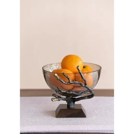 Gold Tipped Walnut Wood Glass Bowl-Kirkland's Home Outlet