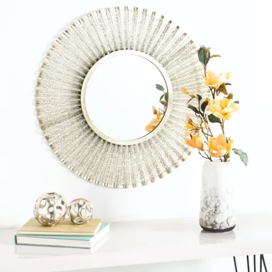 Gold Trim Metal Round Frame Mirror-Kirkland's Home Outlet