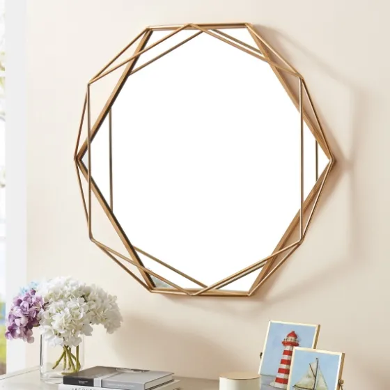Gold Wire Metal Hexagon Frame Wall Mirror-Kirkland's Home Hot