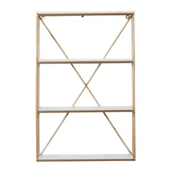 Gold X-Frame Daisy White Wood Wall Shelf-Kirkland's Home Outlet