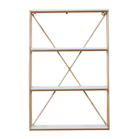 Gold X-Frame Daisy White Wood Wall Shelf-Kirkland's Home Outlet
