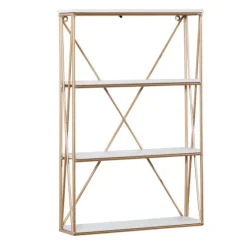 Gold X-Frame Daisy White Wood Wall Shelf-Kirkland's Home Outlet