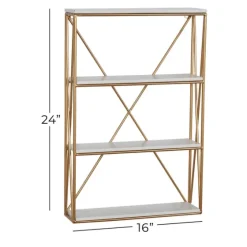 Gold X-Frame Daisy White Wood Wall Shelf-Kirkland's Home Outlet