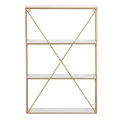 Gold X-Frame Daisy White Wood Wall Shelf-Kirkland's Home Outlet