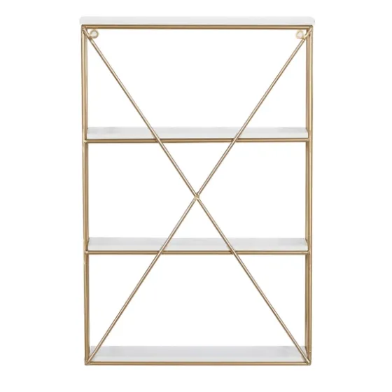 Gold X-Frame Daisy White Wood Wall Shelf-Kirkland's Home Outlet
