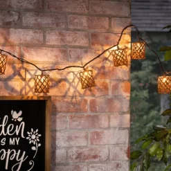 Golden Brown Rattan Weave Outdoor String Lights-Kirkland's Home Online