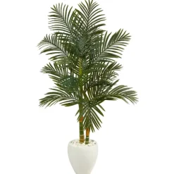 Golden Cane Palm With White Planter, 5.5 Ft.-Kirkland's Home Sale