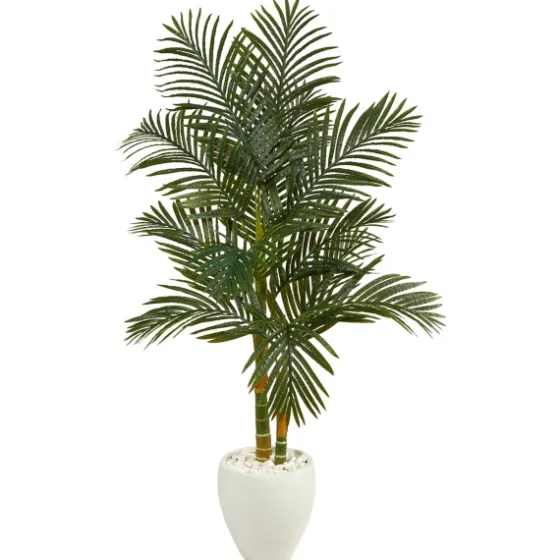Golden Cane Palm With White Planter, 5.5 Ft.-Kirkland's Home Sale