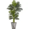 Golden Crane Palm Tree And Cement Planter, 84 In.-Kirkland's Home Fashion