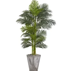 Golden Crane Palm Tree And Cement Planter, 84 In.-Kirkland's Home Fashion