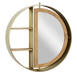 Golden Floating Shelf With Half-Moon Mirror-Kirkland's Home Discount