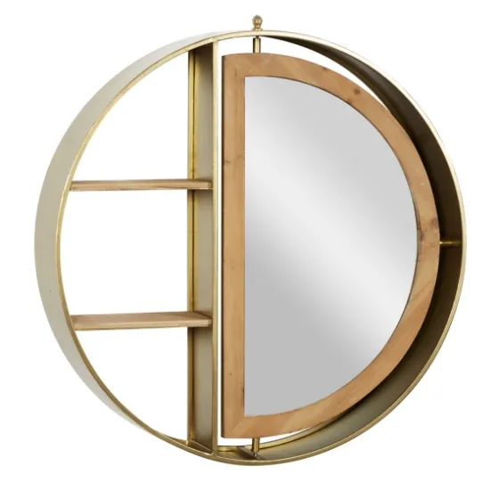 Golden Floating Shelf With Half-Moon Mirror-Kirkland's Home Discount