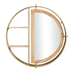 Golden Floating Shelf With Half-Moon Mirror-Kirkland's Home Discount