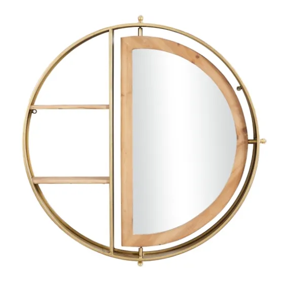 Golden Floating Shelf With Half-Moon Mirror-Kirkland's Home Discount