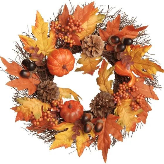 Golden Maple Pumpkins Harvest Wreath-Kirkland's Home Best