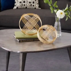 Golden Minimalist Line Orbs, Set Of 2-Kirkland's Home Sale